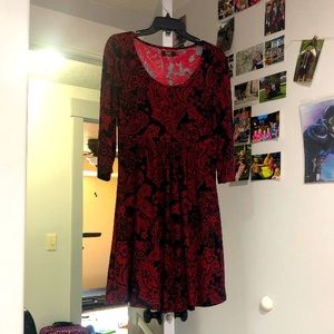 Black and red rose dress